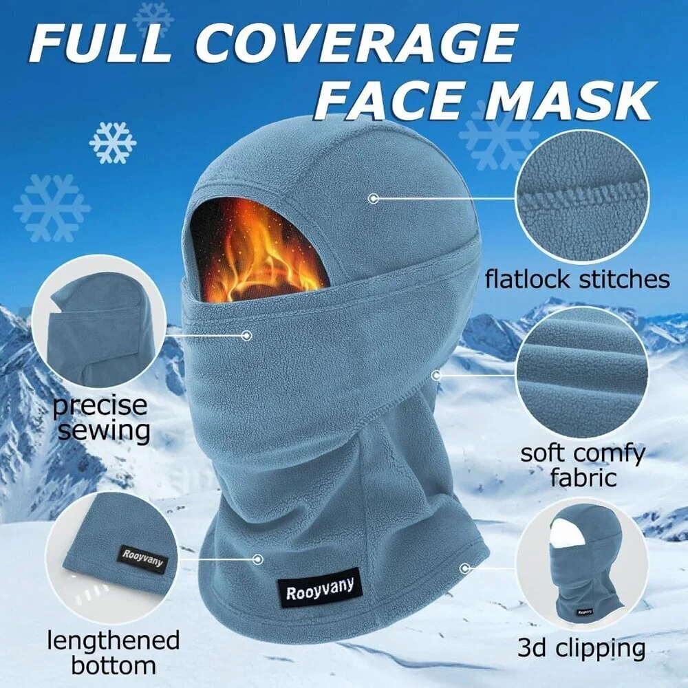 Women's Black/light Blue Balaclava Mask Windproof Lightweight Winter Face Mask
